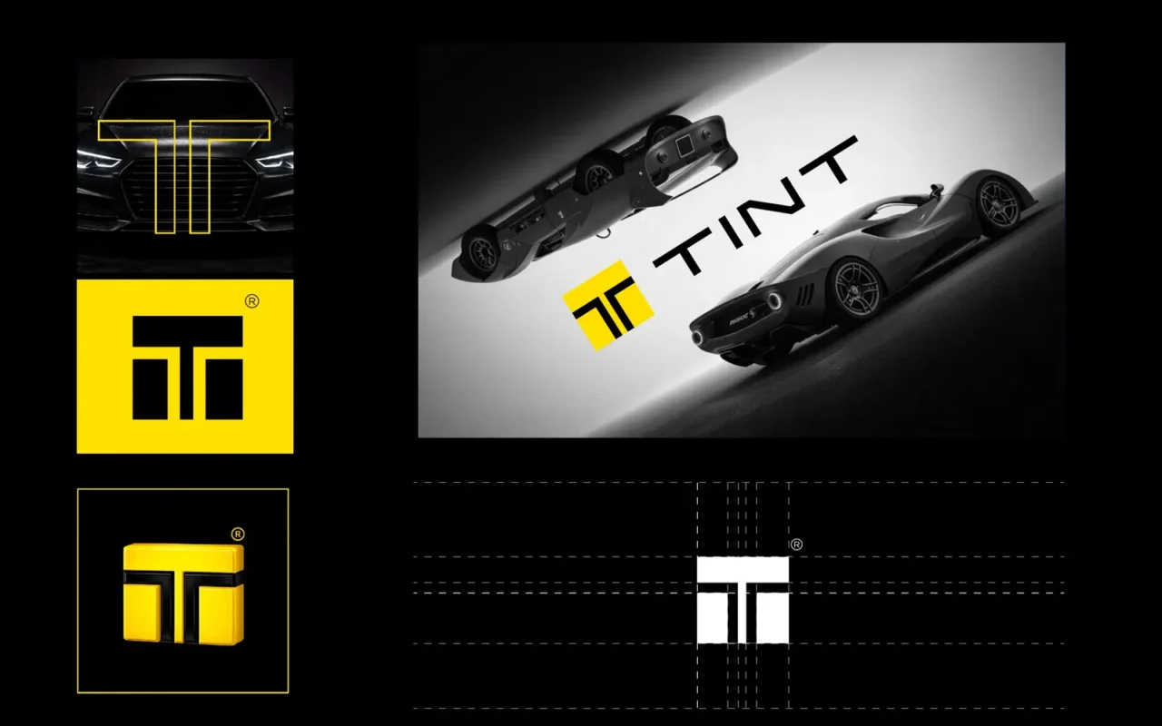 TINT — هوية تجارية لخدمات عزل وتظليل السيارات